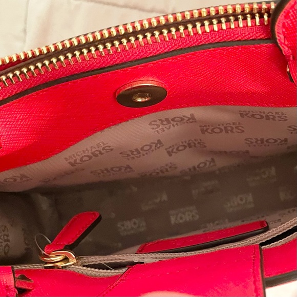 NWT Michael Kors red crossbody satchel purse - Picture 8 of 12